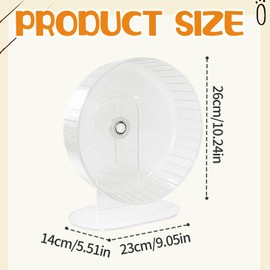 EVERDIJ 1Pcs Silent Hamster Wheel Transparent Chinchilla Wheel Large Hamster Wheel Plastic Hamsters Wheels Anti-Skid & Height Adjustable for Chinchilla, Hamsters Gerbils Mice Or Other Small Animals