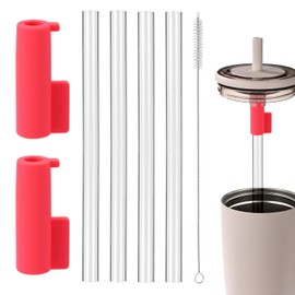 Straw Accessories Set for Brümate Era 40oz Tumbler, Including 4 Replacement Straws 2 Silicone Sleeves Covers & 1 Cleaning Brush BPA-Free 40oz Tumbler Parts(Pink)