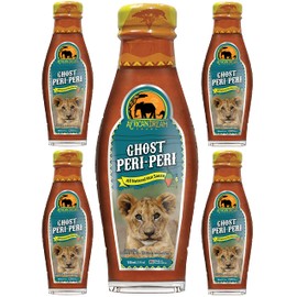 Ghost Peri-Peri Hot Sauce by African Dream Foods | All-Natural, Vegan, Gluten-Free, Preservative-Free, Artisanal Hot Sauce | 5 fl oz bottle, 5-Pack