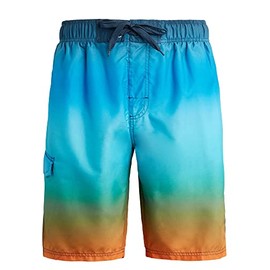 Kanu Surf boys Line Up Quick Dry Upf 50+ Beach Swim Trunks, Mirage Navy/Orange, 14-16 US
