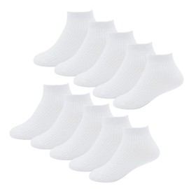 5 Pairs Kids School socks for Boys Girls Youth Student Trainer Sport Low Cut Socks Children Essential Seamless Toe Cotton Ankle Dress Socks White Plain Short Socks 5-8 Years