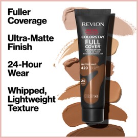 Revlon ColorStay Full Cover Longwear Matte Foundation, Heat and Sweat Resistant, Lightweight Face Makeup, Almond (405), 30ml