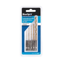 BlueSpot 5PCE Hex Fitting Titanium Drill Bit Set