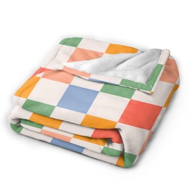 Retro Checkered Vintage 60s 70s Blanket Soft Lightweight Throw Blankets Cozy Flannel Bed Throws for Sofa Couch Travel Home Room Bedroom Decor Gifts for Girls Women Kids Adults 50"x40"