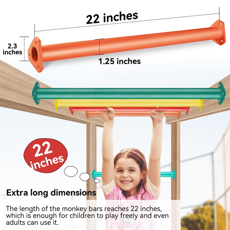 JPOIP 7 Colors 22 Inch Steel Monkey Bars Ladder Rungs