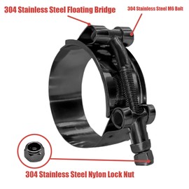 BOTTEN 2pcs 1.5" Stainless Steel T-Bolt Hose Clamps - Clamp Range 44-50mm for 1.5 Hose ID (Black) - Durable and Reliable Hose Clamps for Secure Connections"