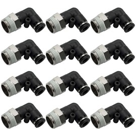 Bwintech 12 pieces 8 mm hose AD x 1/4 inch BSP male thread 90 degree elbow pneumatic connection, PL8-02 quick release air line adapter