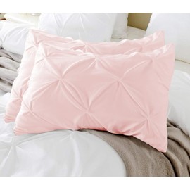 Queen Pillow Shams Set of 2 Pinch Pleated Blush Pink Pillow Shams Queen 20X30 Pinch Pillow Covers 100% Egyptian Cotton 600 Thread Count Hotel Class Bedding Queen Size Decorative Pillow Shams Set