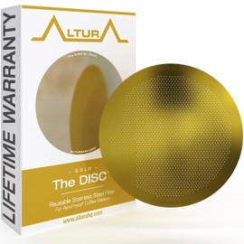 ALTURA The DISC Stainless Steel Filter for AeroPress Coffee Makers – Reusable Metal Filter Replacement for Rich Flavor, Travel, and Eco-Friendly Brewing (Limited Edition GOLD)