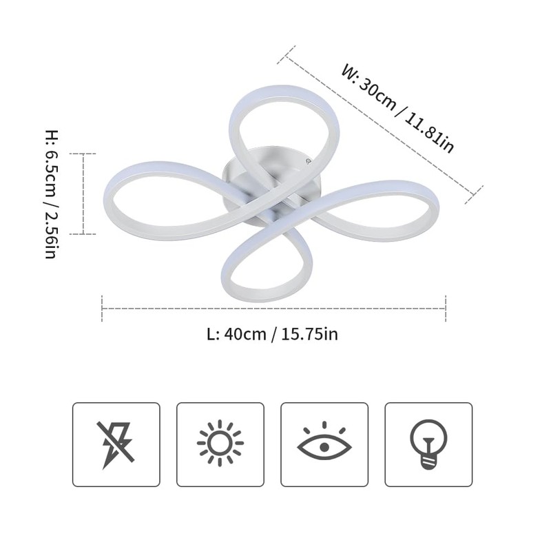 SENQIU Modern LED Ceiling Light, 30W Creative Ceiling Lamp Fixture