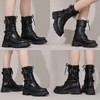 ElegaStep Women Harness Motorcycle Biker Boots Steampunk Combat Boots Chunky