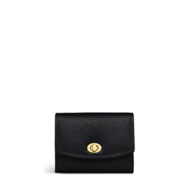 Radley London Carpenter Yard Women's Medium Grained Leather Flapover Purse with 6 Card Slots, Black