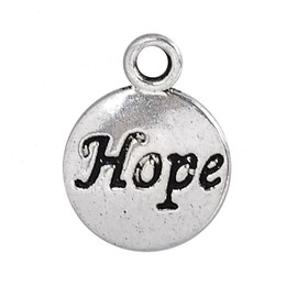 JGFinds "Hope" Message Charms, Silver Tone, Bulk 50 Pack