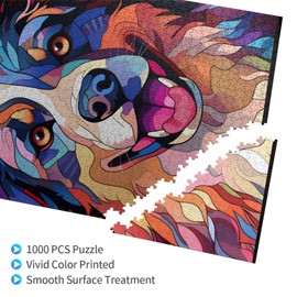 English Mastiff Dogs Lovers Stained Colorful Glass 1000 Pieces Art Painting Wooden Puzzle for Kids Adults, Birthday Mother's Father's Day Christmas for Dad Mom Son Girls