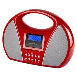 HANNLOMAX HX-510R Portable AM/FM Radio with USB/SD Port for MP3 Playback, Bluetooth and Aux-in (Red)