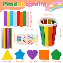 Kaisibum Wooden Colour Sorting Toy from 1 Year, 3-in-1 Colour Shape Sorting Toy with Storage Bag, Colour Learning Cup for 1 2 3 Years, Plug-In Games, Learning Sensory Game for Children