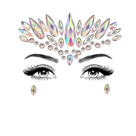 Glamza Gesichtskristallaufkleber für Frauen, Meerjungfrau, Rave-Festival, Glitzer-Strass, temporäres Tattoo, Gesichtsjuwelen, Gesichtsaufkleber, Augenbrauen, Gesicht, Körperschmuck (Stil 05)