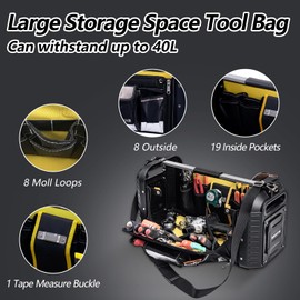 MARUTAI 24'' Large Tool Tote Bag, Open Top Tool Bag, 29 Pocket Heavy Duty Waterproof Tool Organizer, for Mechanics, Electricians