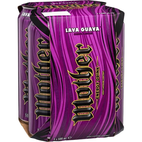 Mother Lava Guava Energy Drink Cans 500ml X 4 Pack