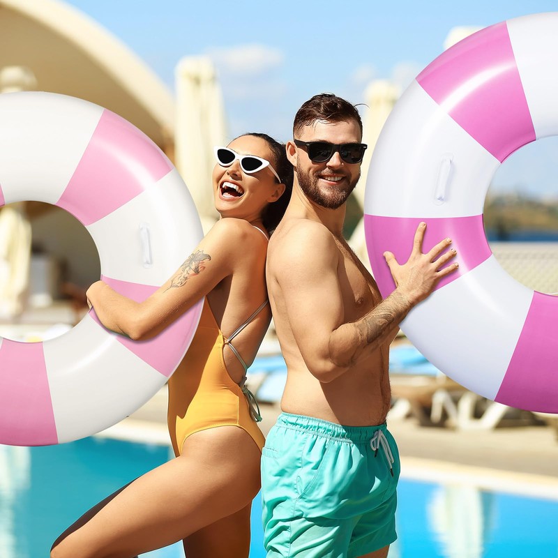 6 Pcs Large Swim Ring with Handles 47.24 Inch 35.43