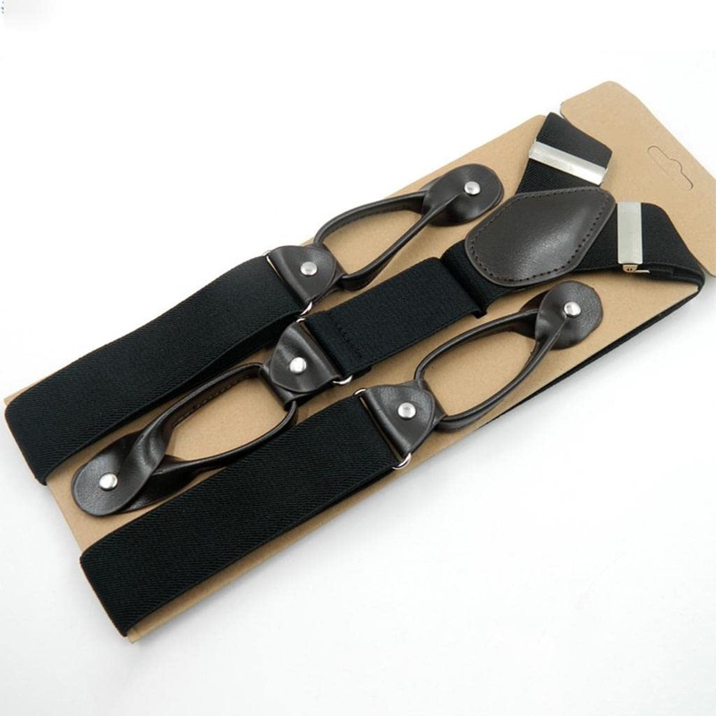 [DeeRace] Men's Button End Suspender - Adjustable Elastic Y-Shaped Tuxedo