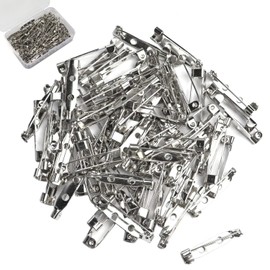 Bar Pins Brooch Clasp Pin Backs Safety Pin 100 Pieces Silver for Name Tags, Badges 1 Inch (25mm)