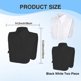 DOOCECIY 2 Pcs Fake Collar Detachable, Black White Half Shirt Collars for Women Girls