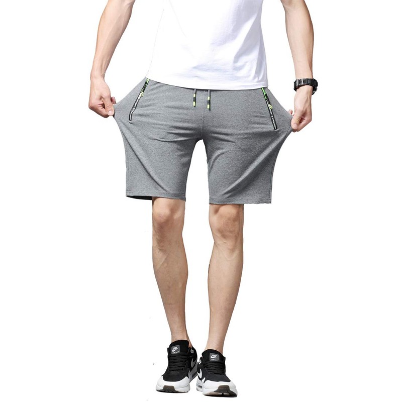 Tansozer Men’s Sport Shorts with Zip - grey, size: l