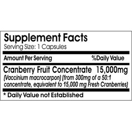 Cranberry Fruit 15,000mg Concentrate // 100 Capsules // Pure // by PureControl Supplements