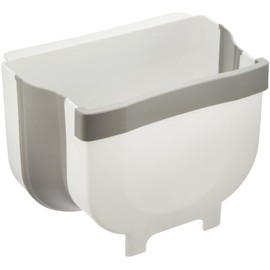 Takeda Corporation TBK-S10 Folding Trash Can, Folding, Hanging on the Door, White/Gray, 10.0 x 7.1 x 7.3 inches (25.5 x 18 x 18.5 cm), Folding Trash Can Hang Over the Door