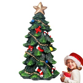 Unbranded Resin Tabletop Christmas Tree Figurine Glittering Sequin Artificial Spruce Tree