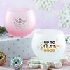 Slant Collections Holiday Roly Poly Cocktail Glass, 13-Ounce, Stay Cozy