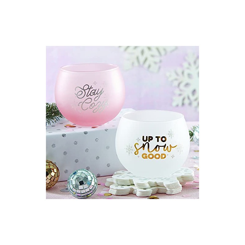 Slant Collections Holiday Roly Poly Cocktail Glass, 13-Ounce, Stay Cozy