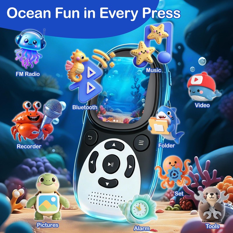 ODEJOI 64GB Cute Penguin MP3 Player for Kids with Bluetooth