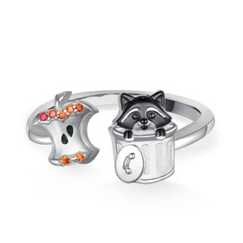 SVODEA Raccoon Gifts 925 Sterling Silver Raccoon Ring Cute Animal Raccoon Jewelry Gifts for Women