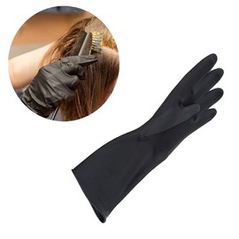 2Pairs Hair Dye Gloves Black Reusable Salon Hair Color Latex Gloves Large Thick Rubber Gloves for Cleaning Cooking
