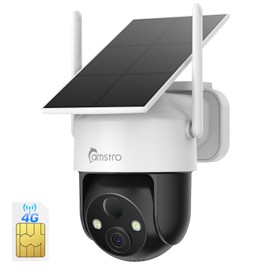 CAMSTRO 4G LTE Cellular Solar Security Camera Wireless Outdoor, 2K Camera No WiFi Needed with SIM Card, 360° Full View, PIR Motion Detection & Siren, 2 Way Talk, Color Night Vision, IP66