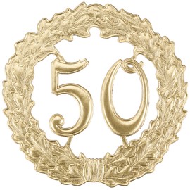 Rayher 8211106 Anniversary Wreath 50, 18 cm Diameter, Gold, Embossed Anniversary Number Made of Cardboard, for 50th Wedding Anniversary, Birthday, Golden Wedding Anniversary