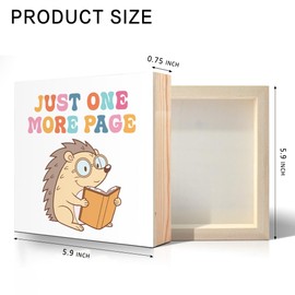 Vgrti Just One More Page Wooden Box Sign, Funny Hedgehog Bookish Desk Decor for Kids Bedroom Classroom Reading Room Bookshelf, Humor Reading Gifts for Book Lover Reader Friend Sister Daughter Son
