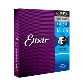 Elixir Strings 80/20 Bronze Acoustic Guitar Strings w POLYWEB Coating, Medium (.013-.056)