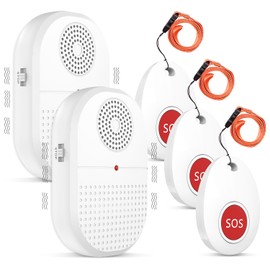 Daytech Wireless Caregiver Pager Vibration Alert Button System, SOS Emergency Call Button Alarm for Elderly Seniors Personal Nurse, 2 Portable Receiver + 3 Transmitters