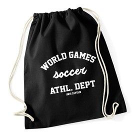 Hippowarehouse World Games Soccer Athl. Dept AW15 Captain Drawstring Cotton School Gym Bag 37cm x 46cm, 12 litres