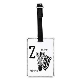 Gift Base Letter Z is for Zebra Visual Luggage Tag with Black Strap