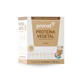 PRONAT  Proteína Vegetal en Polvo  Sabor Capuchino 12 Sobres de 30 g  20 g de Proteína por Porción  Sin Azúcar  Sin Gluten  Apta para Vegetarianos... 