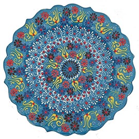 Ayennur Turkish Decorative Plate 9.85"(25cm) Handmade Ceramic Ornament for Home&Office Wall Hanging Decor (Blue)