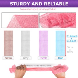 4 Pieces African Bath Sponge African Net Long Net Bath Sponge Enjoy Luxurious Exfoliation, Deep Cleansing, and Silky Smooth Skin Every Day(Brown, Blue, Purple,Grey)