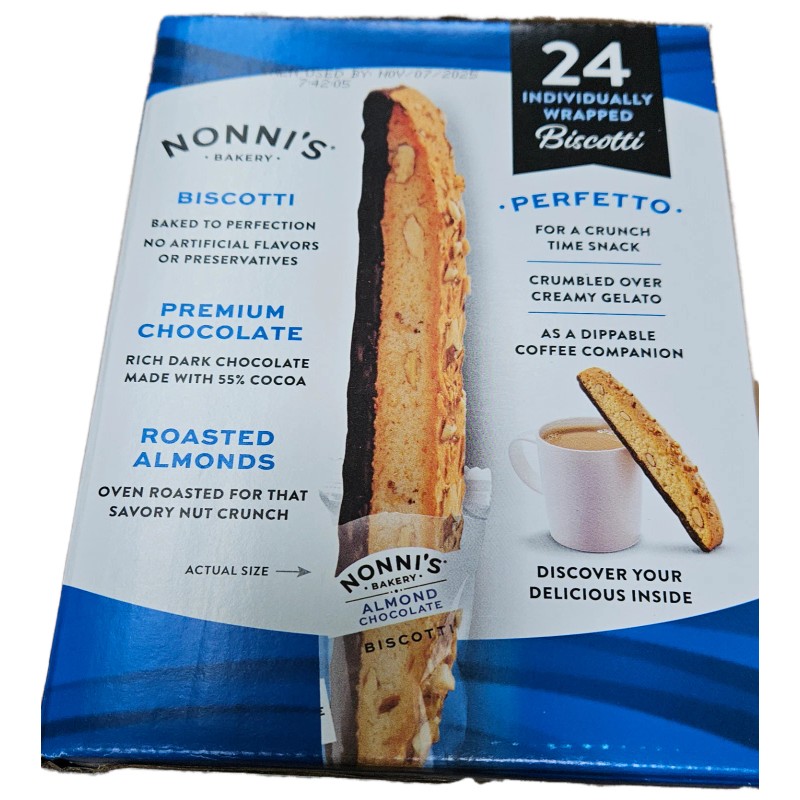 Nonni's 2 boxes - Nonni's Almond Chocolate Biscotti, 24 ct.