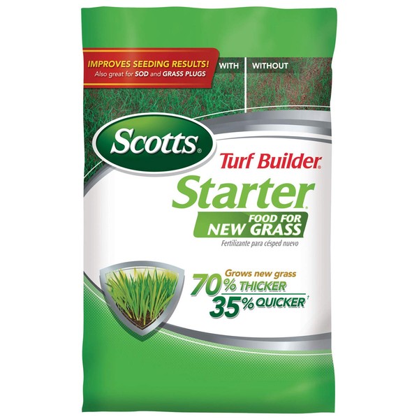 Scotts Turf Builder Starter Food for New Grass, 3 lb. - Lawn Fertilizer for Newly Planted Grass, Also Great for Sod and Grass Plugs - Covers 1,000 sq. ft.