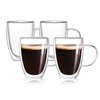 Wells 4-Pack 12 Oz Double Walled Glass Coffee Mugs with