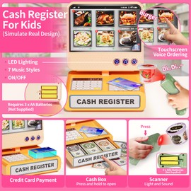 Pupu Pig Play Food Store Toys for Kids, Pretend Play Grocery Store with Kids Cash Register with Touchscreen Voice Order, Toy Foods, Play Money, Interactive Preschool Toys for Girls Gift 3+